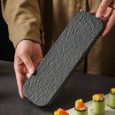 Axyaa  Rock Grain Ceramic Sashimi Plate - Black & White Long Plate