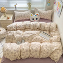 Axyaa Knitted Cotton 4-Piece Floral Dorm Set - Small Fresh Design