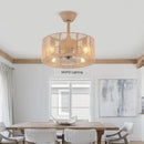 Axyaa Bamboo Rattan Ceiling Fan Light with Remote Control and Silent DC Motor