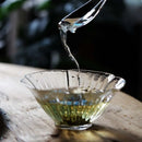 Axyaa Glass Teacup & Spoon Set: Bamboo Hat Design Kung Fu Tea Ware