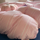 Axyaa Pink Grid Bedding Set 2025 Queen Full Size Flat Sheet Duvet Cover Pillowcase