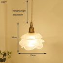 Axyaa Retro Flower Copper Hanging Lamp Crystal Glass Chandelier for Bedroom & Study