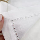 White Cotton Hemstitched Cocktail Napkins by Axyaa - Set of 6