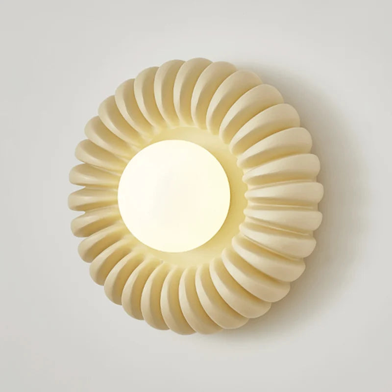 Axyaa Retro Round Bedside Wall Lamp High-end White Glass Sconce