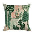 Axyaa Leaf Pattern Decorative Cushion Cover Pink Flower Linen Pillow Case