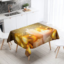 Axyaa Christmas Candle Printed Tablecloth Set