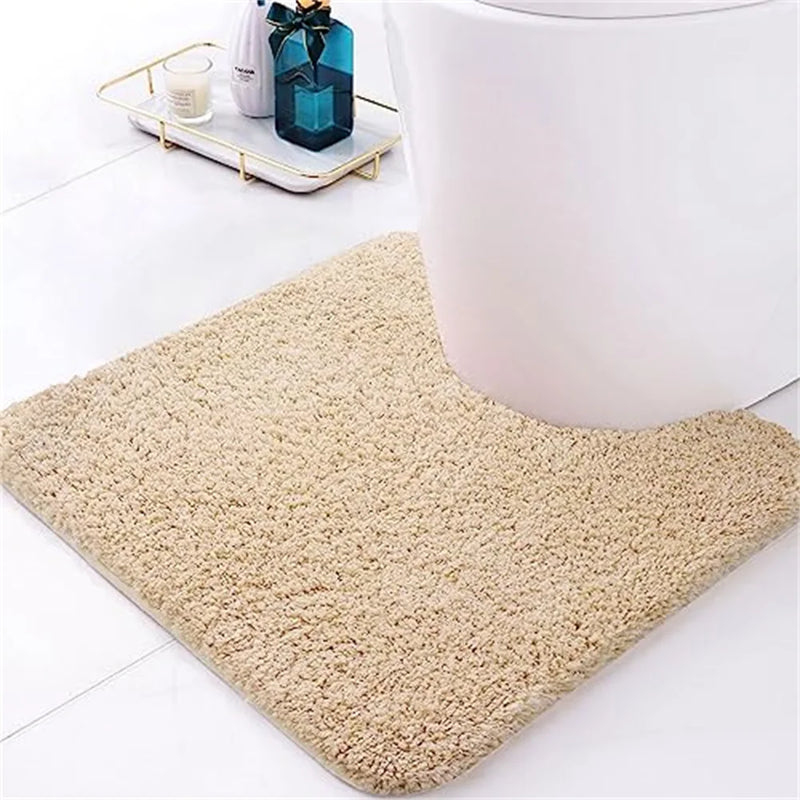 Axyaa Plush Microfiber U-Shaped Bathroom Mat Soft Absorbent Non-Slip Toilet Rugs