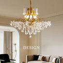 Axyaa French Crystal Chandelier & Modern Cream Style Dining Room Bedroom Fixtures