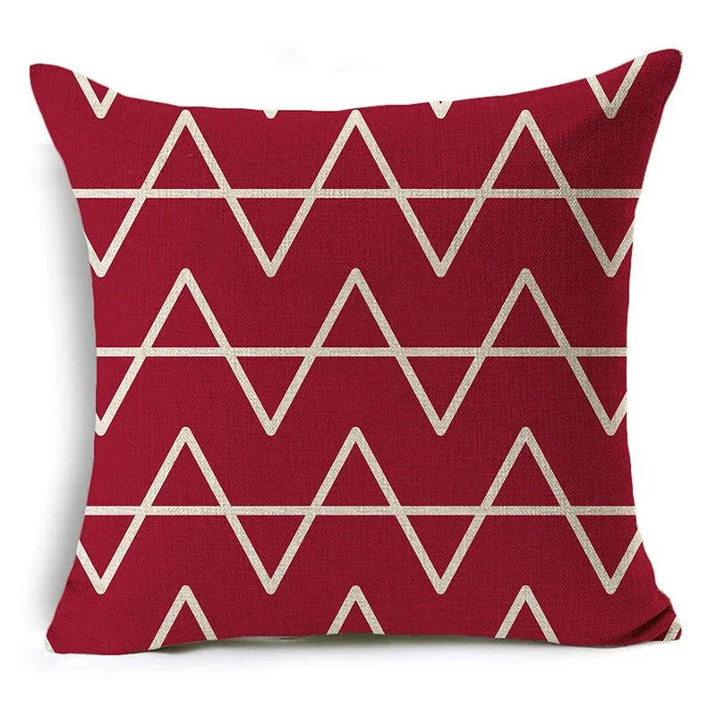 Geometric Linen Seat Cover 45x45cm for Home Decor - Axyaa