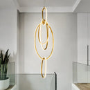 Axyaa Gold Ring LED Stairs Pendant Lights, Modern Lustre Chandeliers for Living Room, Bedroom & Villa