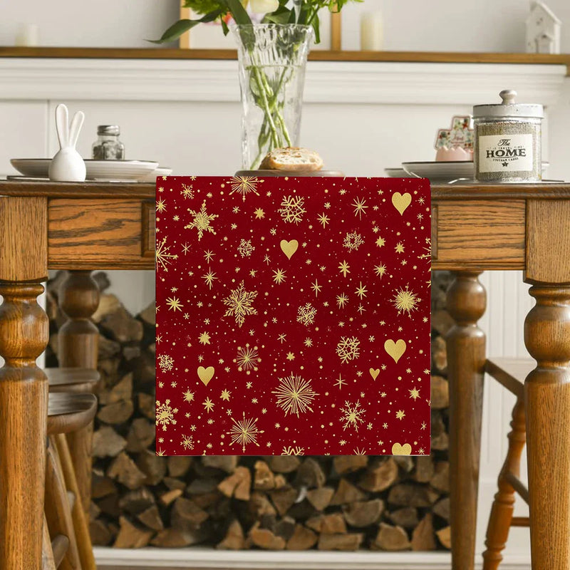 Axyaa Christmas Snow Table Runner - Indoor Outdoor Kitchen Dining Decor