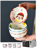 Axyaa Ceramic Cartoon Salad Bowl: Cute, High Aesthetic Small Bowl for Air Fryer