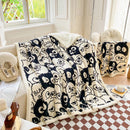 Axyaa Cartoon Print Dual Use Blanket in Milk Velvet & Cashmere for Winter and Spring