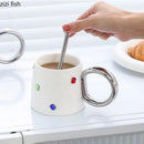 Axya Ceramic Electroplated Tea Coffee Milk Cups for Office Couples