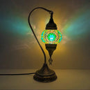 Mosaic Swan Table Lamp by Axyaa: Vintage Art Deco Handcrafted Glass Bed Light