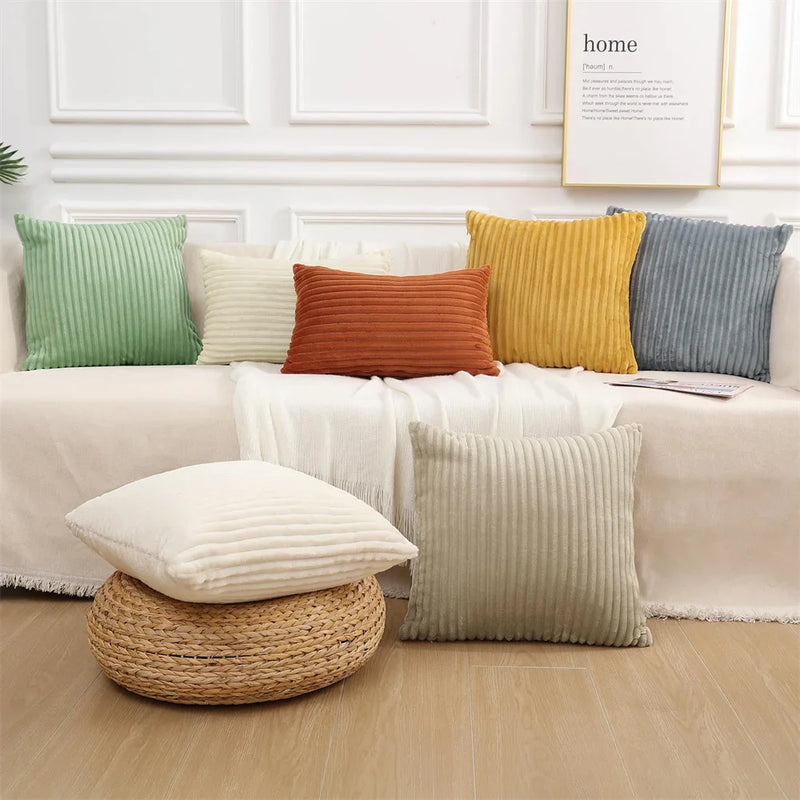 Axyaa Corduroy Pillow Cover 50x50cm Nordic Style Cushion Case for Home Decor