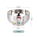 Axyaa Kids' Cartoon Stainless Steel Rice Bowl and Soup Bowl Set