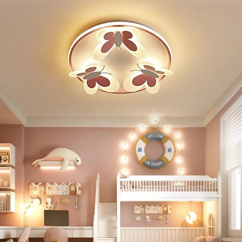 Axyaa Butterfly Kid's Ceiling Lamp in Pink