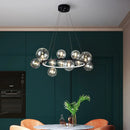Axyaa Glass Ball LED Chandeliers: Modern Living Room Pendant Lamps, Black Gold Hanging Light Fixtures