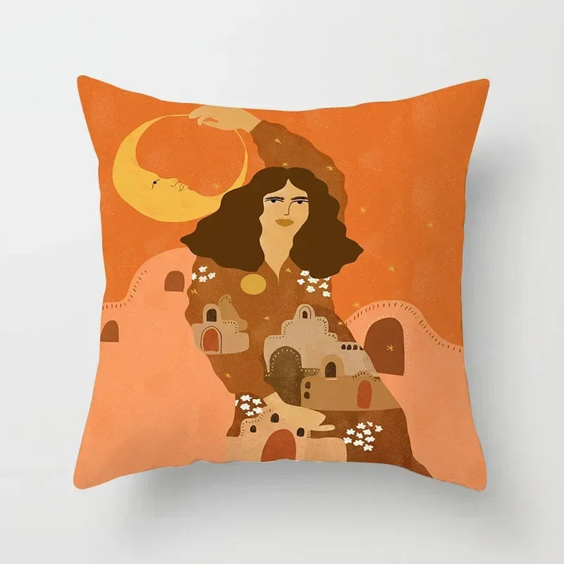 Axyaa Women Flower Oil Painting Decorative Pillowcase for Home Sofa Decor