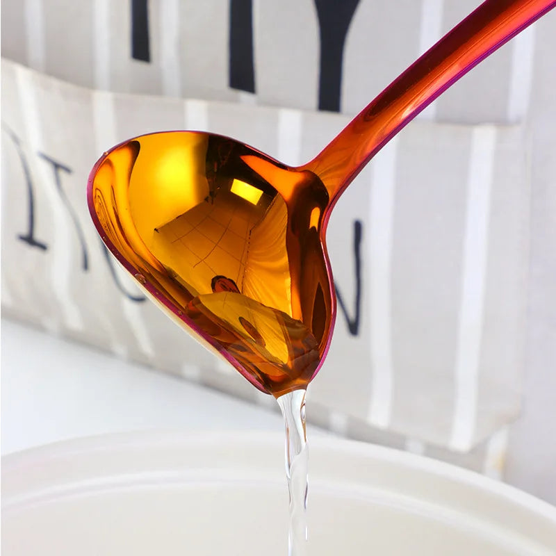 Axyaa Stainless Steel Soup Spoon Filter Oil Long Handle Serving Tablespoon
