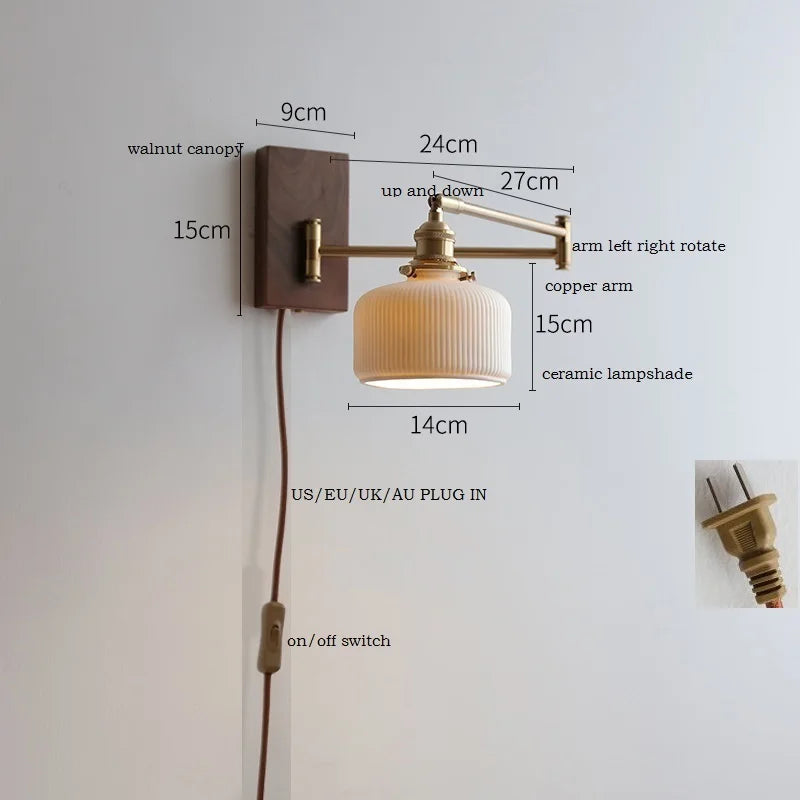 Axyaa Wood Canopy LED Wall Lamp with Pull Chain Switch