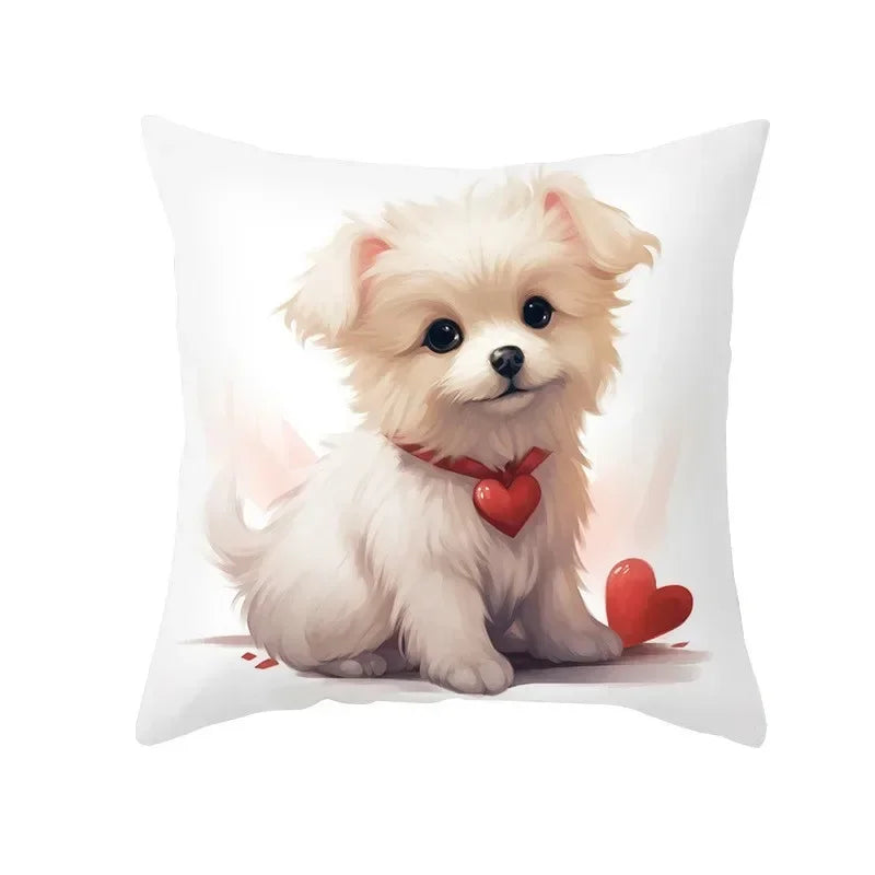 Cute Pet Dog Print Cushion Cover for Sofa by Axyaa