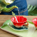Axya Hibiscus Flower Tea Set Ceramic Mugs Teapot Teacup Afternoon Tea Accessories