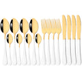 Axyaa 16-Piece Mirror Black Stainless Steel Cutlery Set for Kitchen Tableware