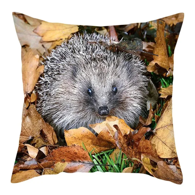 Hedgehog Print Pillow Cover for Home Sofa Decor - Axyaa