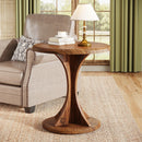 Axyaa Round Wood End Table: Mid-Century Side Table for Living Room & Bedroom