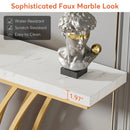 Axyaa Modern Gold Console Table with Grid Metal Base - 59 inch