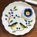 Axyaa Ceramic Magpie Plate - Hand Drawn Dumpling & Snack Serving Plate for Molecular Cuisine