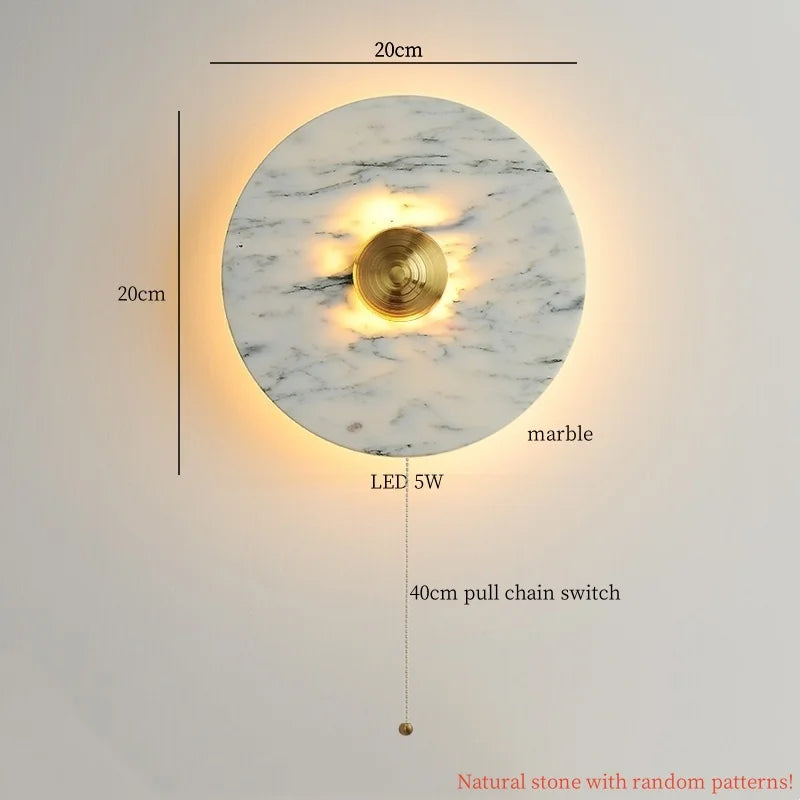 Axyaa Circular Marble LED Wall Lamp Modern Nordic Interior Lighting