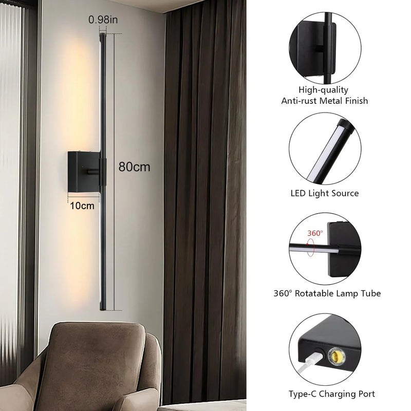 Axyaa Rotatable LED Wall Lamp: Warm Light for Living Room, Bedroom, Hallway