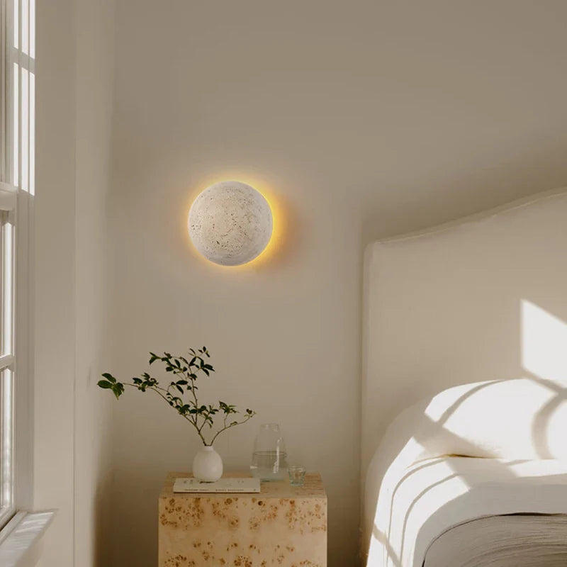 Axyaa Round Stone LED Wall Lamp for Dimmable Atmosphere Lighting in Various Spaces