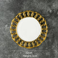 Axyaa Gold Plated Ceramic Steak Plate for Stylish Dining