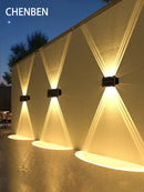 Axyaa Outdoor Solar Wall Lamp - Warm Light, Waterproof, Up/Down Lighting