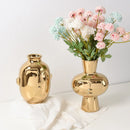 Axyaa Gold Ceramic Vase: Modern Living Room Decor, Dining Table Centerpiece