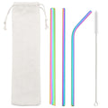 Axyaa Stainless Steel Sharp Metal Drinking Straw Set with Cleaner Brush