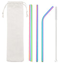 Axyaa Stainless Steel Sharp Metal Drinking Straw Set with Cleaner Brush