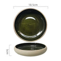 Axyaa 7" Retro Ceramic Ramen Soup Salad Dessert Bowl Plate Set