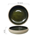 Axyaa 7" Retro Ceramic Ramen Soup Salad Dessert Bowl Plate Set