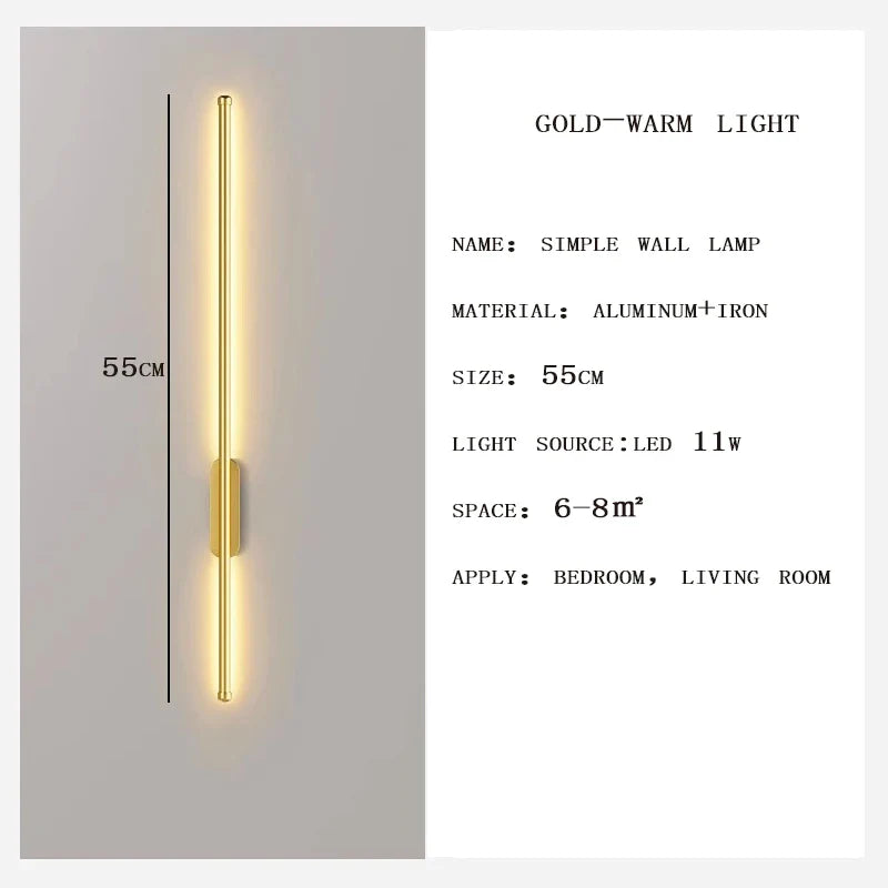 Axyaa Black Gold LED Wall Lamp Modern Strip Ceiling Light for Home Lighting