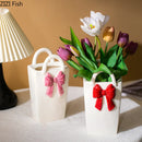 Axyaa Handbag Ceramic Vase Hydroponic Art Flower Desktop Decor Jar bouquets arrangements