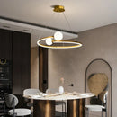 Axyaa Gold Finish Ring Pendant Chandelier for Living Room & Bedroom
