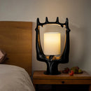 Axyaa Solid Wood Table Lamp Dimmable LED Fabric Lampshade for Indoor Decor