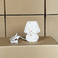 Axyaa Striped Glass Mushroom Table Lamp for Bedroom Decoration and Reading Lighting