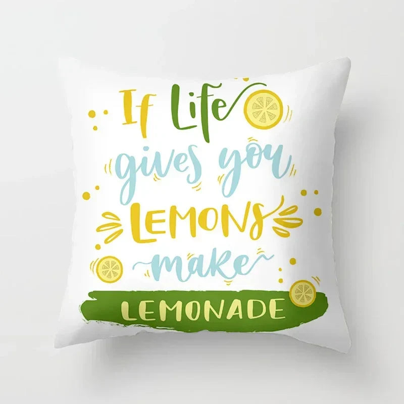 Lemon Pattern Summer Cushion Cover for Sofa Decor by Axyaa