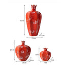 Axyaa Red Pomegranate Ceramic Vase for Home Decor and Flower Arrangements